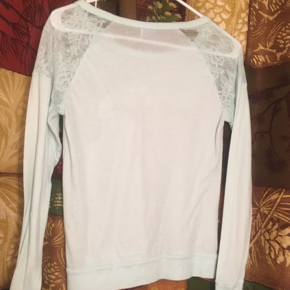 PINK longsleeve talk with lace shoulders - Picture 4 of 4